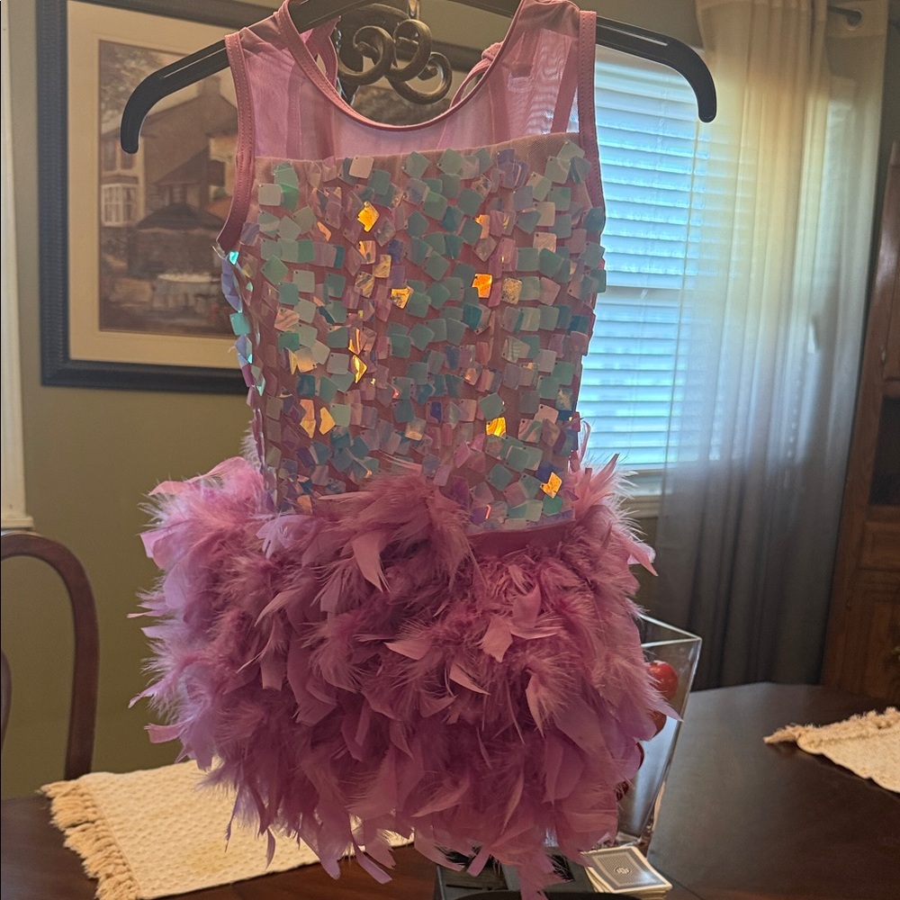 Weissman Pink Sequin Feather Dance Costume